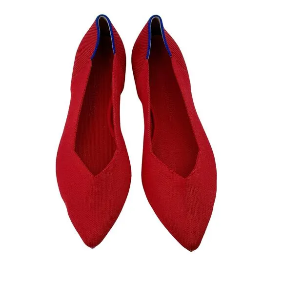 Rothy’s The Point Toe Ballet Flat Slip-On Soft Flexible in Red Size 10.5W