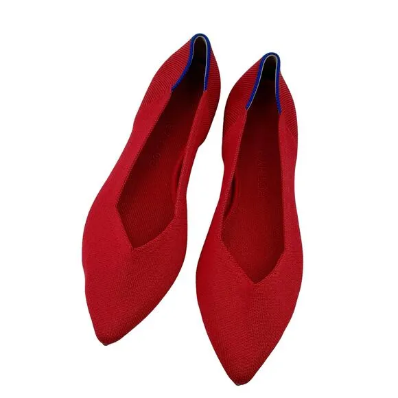 Rothy’s The Point Toe Ballet Flat Slip-On Soft Flexible in Red Size 10.5W