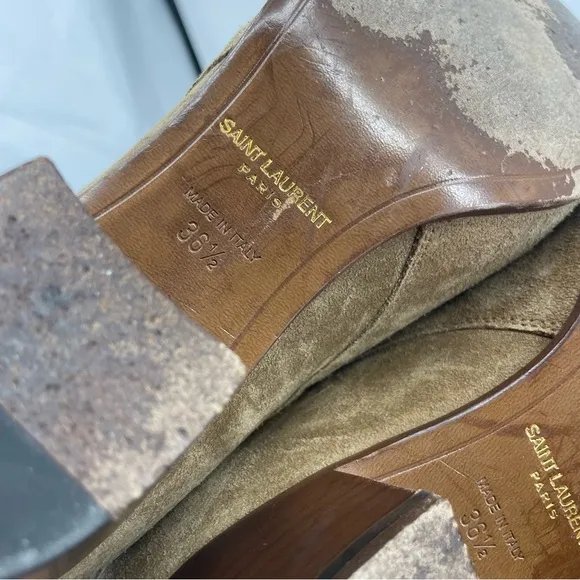 Saint Laurent Paris Jodhpur Ankle buckle Boots beige brown suede sz 36.5 6.5
