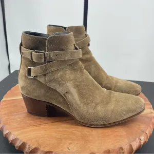 Saint Laurent Paris Jodhpur Ankle buckle Boots beige brown suede sz 36.5 6.5