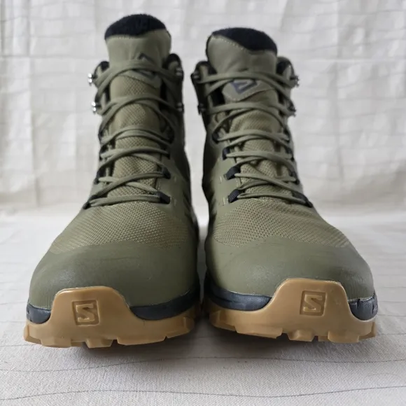 Salomon Mens Outblast Olive Green Waterproof Insulated Hiking Boots 407958 Sz 12