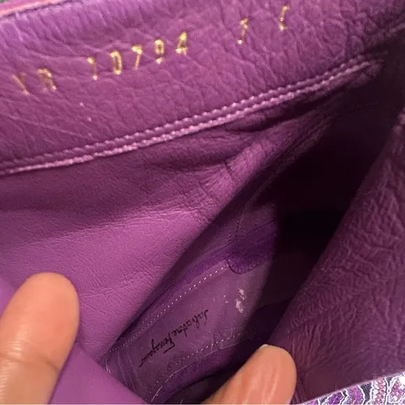 Salvatore Ferragamo Bolgheri Violet Suede Cut-Out Retro Wedge Bootie