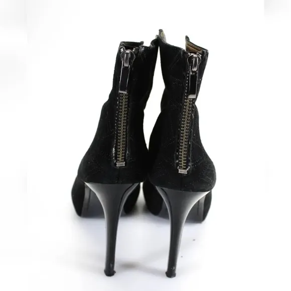 Sam Edelman Black Suede Queenie Open Toe Boots, Sz 9.5 M