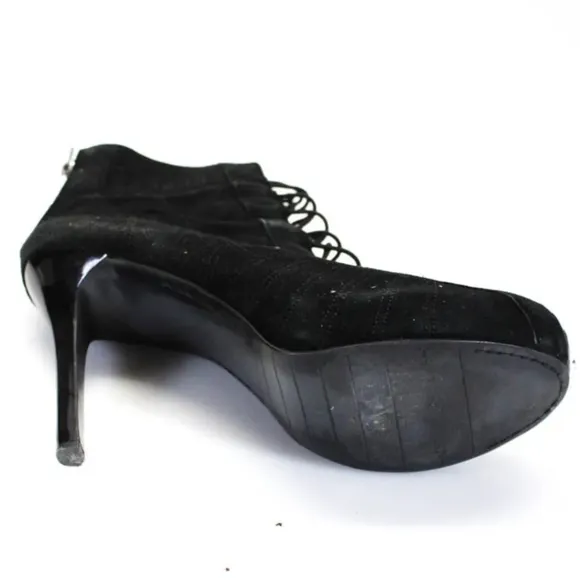 Sam Edelman Black Suede Queenie Open Toe Boots, Sz 9.5 M