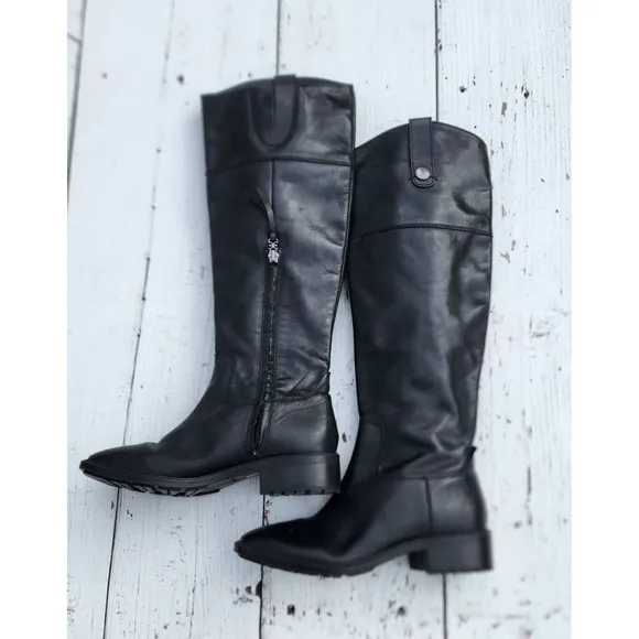 Sam Edelman Drina Women's Leather Black Tall Shaft Boots Sz US 5.5 EU 35.5