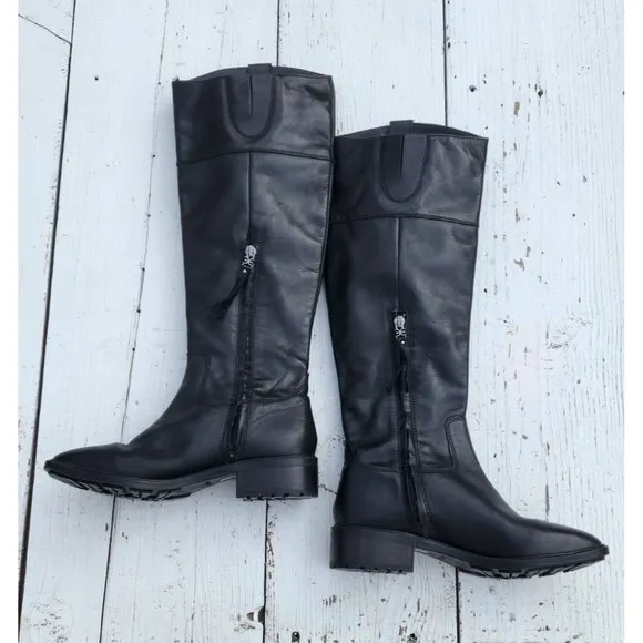 Sam Edelman Drina Women's Leather Black Tall Shaft Boots Sz US 5.5 EU 35.5