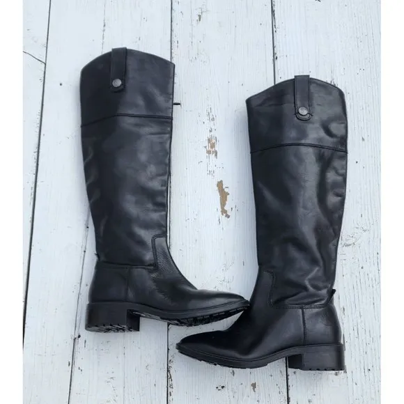 Sam Edelman Drina Women's Leather Black Tall Shaft Boots Sz US 5.5 EU 35.5