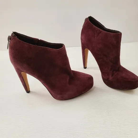 Sam Edelman Keaton Burgandy Purple Wine Suede Platform Ankle Boots Booties 6.5