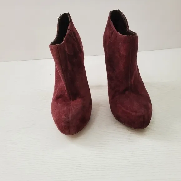 Sam Edelman Keaton Burgandy Purple Wine Suede Platform Ankle Boots Booties 6.5
