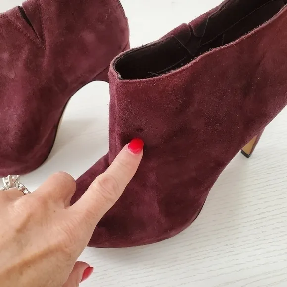 Sam Edelman Keaton Burgandy Purple Wine Suede Platform Ankle Boots Booties 6.5