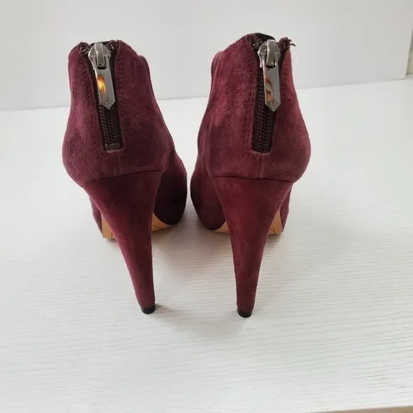 Sam Edelman Keaton Burgandy Purple Wine Suede Platform Ankle Boots Booties 6.5