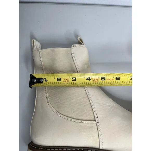Sam Edelman Laguna Cream Leather Chelsea Moto Rounded Toe Pull On Boots Size 9.5
