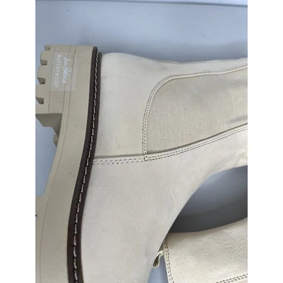 Sam Edelman Laguna Cream Leather Chelsea Moto Rounded Toe Pull On Boots Size 9.5