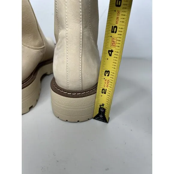 Sam Edelman Laguna Cream Leather Chelsea Moto Rounded Toe Pull On Boots Size 9.5