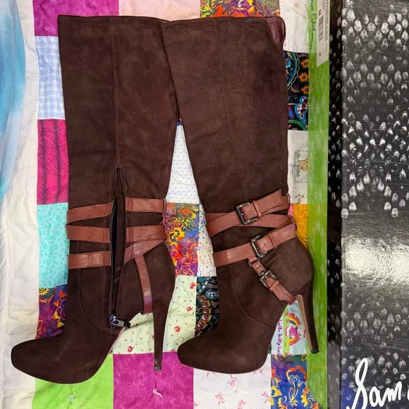 Sam Edelman Roula Brown Suede High Heel Boots, size 6.5