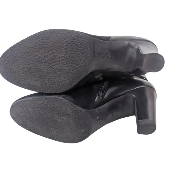 Sam Edelman Shaleigh Leather Ankle Boots 10 Black Booties Block Heel
