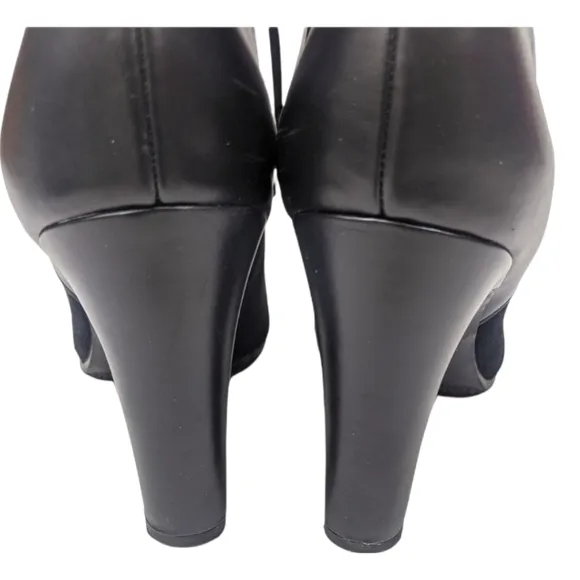 Sam Edelman Shaleigh Leather Ankle Boots 10 Black Booties Block Heel