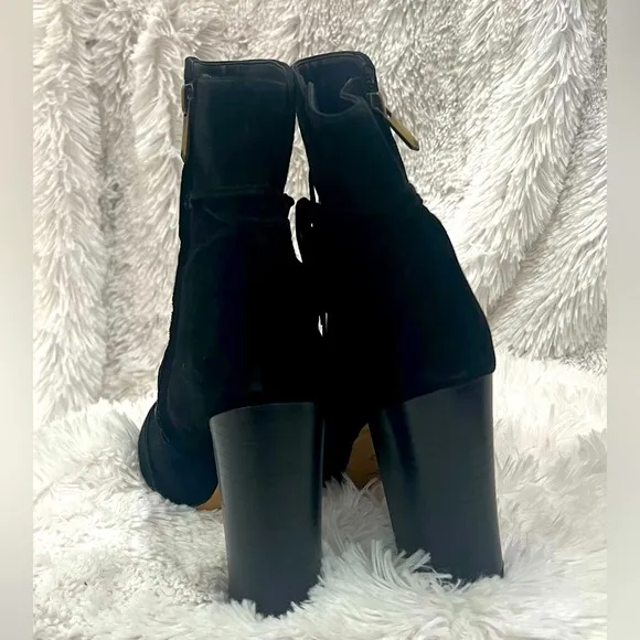 Sam Edelman Winnie Floral Embroidered Suede Black Boots Women’s Size 10