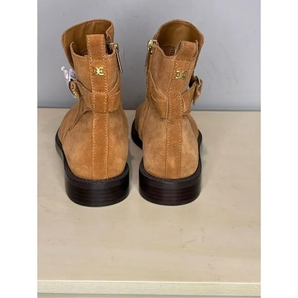 Sam Edelman Women's Nolynn Buckle Zipper Ankle Boots in Saddle Suede Sz 8.5M