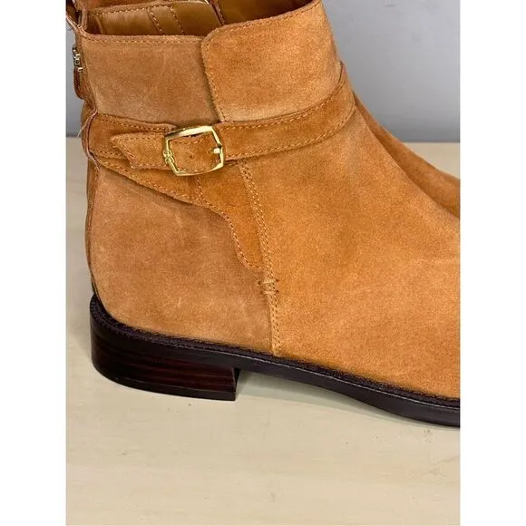 Sam Edelman Women's Nolynn Buckle Zipper Ankle Boots in Saddle Suede Sz 8.5M