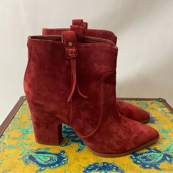 Sam Edelman Niomi Paprika Suede Ankle Boots Size 9.5