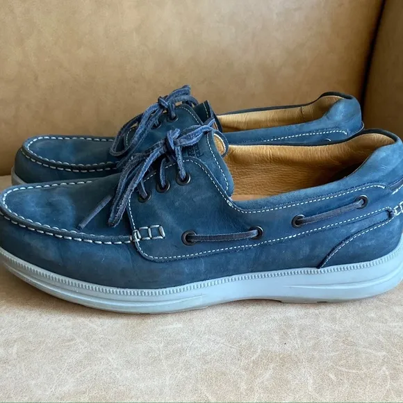 Samuel Hubbard Men's Classic Boat Shoes Blue Leather Size 10.5