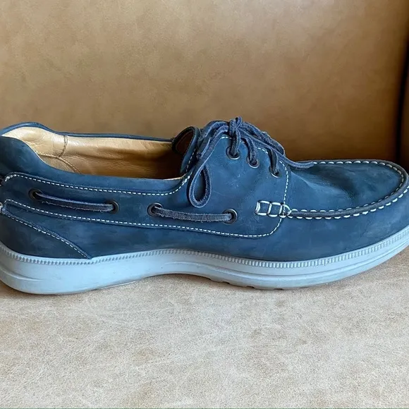 Samuel Hubbard Men's Classic Boat Shoes Blue Leather Size 10.5