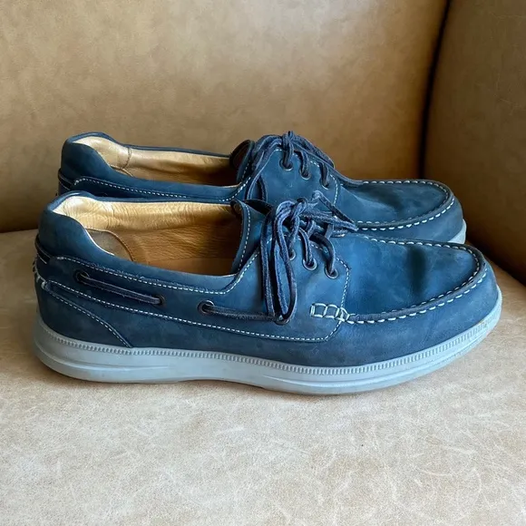 Samuel Hubbard Men's Classic Boat Shoes Blue Leather Size 10.5