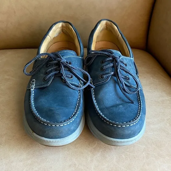 Samuel Hubbard Men's Classic Boat Shoes Blue Leather Size 10.5
