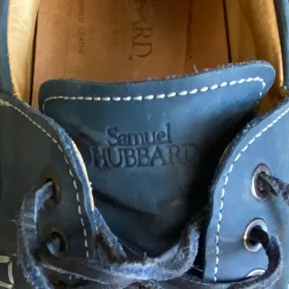 Samuel Hubbard Men's Classic Boat Shoes Blue Leather Size 10.5
