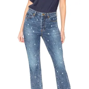 Sandrine Rose xFree People Blue w/white Polka Dots Medium Skinny Jeans Sz29