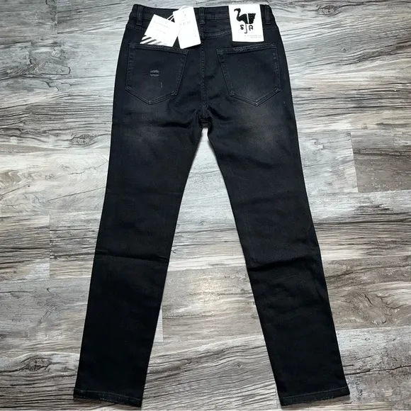 Sandrine Rose xFree People Size 27 Rock Black Distressed Skinny Jeans
