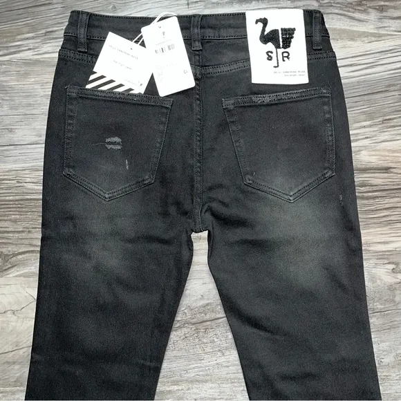 Sandrine Rose xFree People Size 27 Rock Black Distressed Skinny Jeans