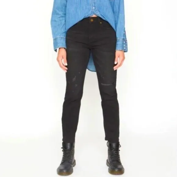 Sandrine Rose xFree People Size 27 Rock Black Distressed Skinny Jeans