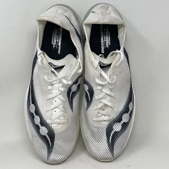 Saucony Endorphin Pro Plus Shoes Mens 13 White Mesh Lightweight Running Sneakers