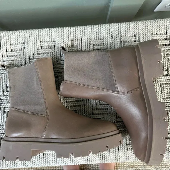 Schutz Billie Casual Bootie casual moccacino tan faux leather boots
