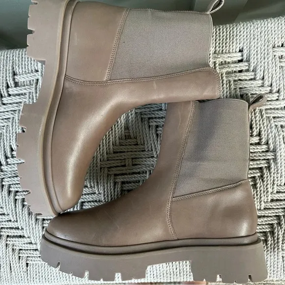 Schutz Billie Casual Bootie casual moccacino tan faux leather boots