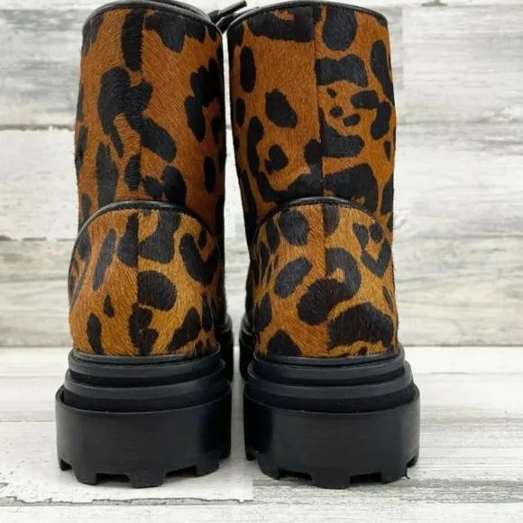 Schutz combat maylova suede leopard boots sz 8