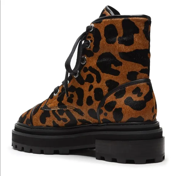 Schutz combat maylova suede leopard boots sz 8