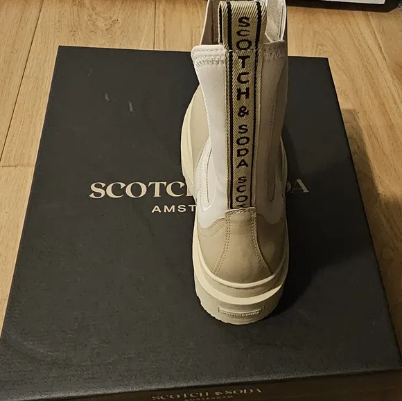 Scotch &amp; Soda Aubri Light Sand Chunky Leather Boots EU 38 / US 7.5 New in Box