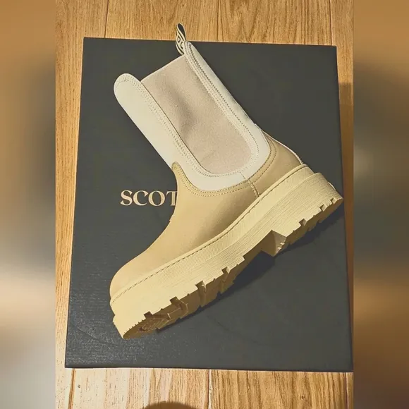 Scotch &amp; Soda Aubri Light Sand Chunky Leather Boots EU 38 / US 7.5 New in Box