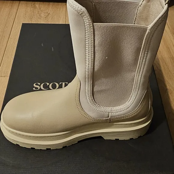 Scotch &amp; Soda Aubri Light Sand Chunky Leather Boots EU 38 / US 7.5 New in Box