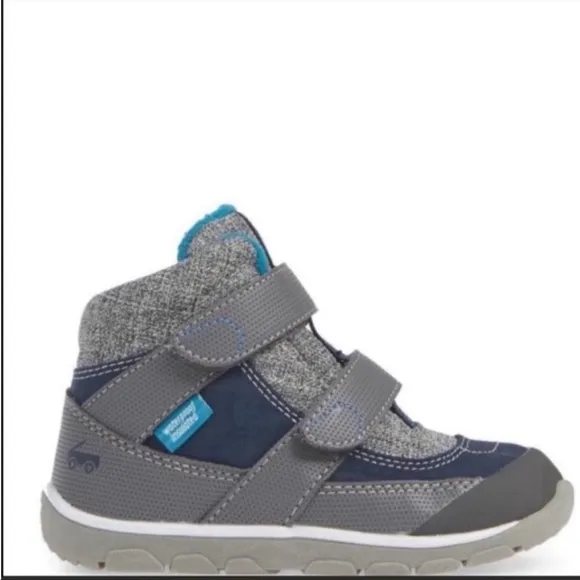 See Kai Run Atlas II Waterproof Insulated Snow Boots Shoes Boys Navy Gray NWT
