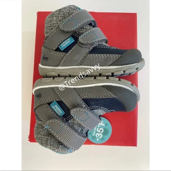 See Kai Run Atlas II Waterproof Insulated Snow Boots Shoes Boys Navy Gray NWT