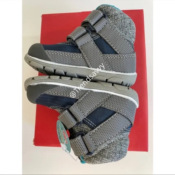 See Kai Run Atlas II Waterproof Insulated Snow Boots Shoes Boys Navy Gray NWT