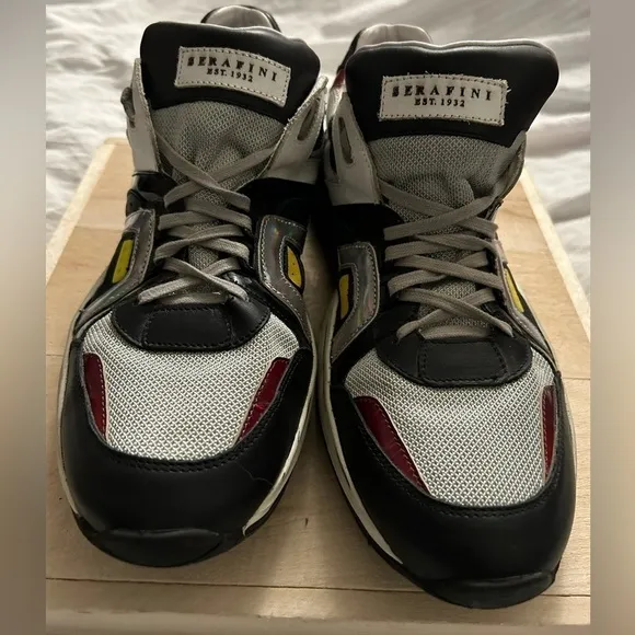 Serafini Italian fashion sneakers shoes US black Red Gray Size US 11 Eur 45 RARE