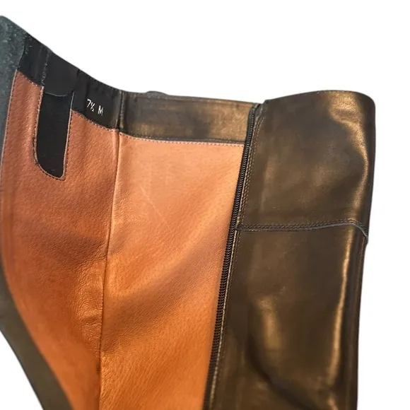 SESTO MEUCCI Tall Black Leather Boots with Heels Size 7.5 Excellent Condition