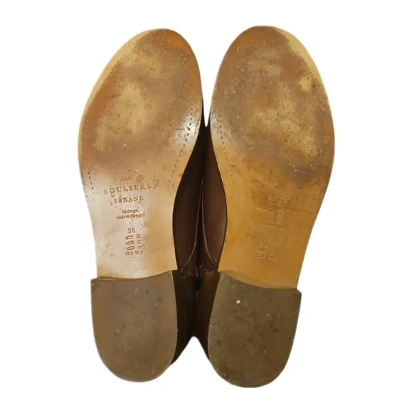 SEZANE | Eugenie Brown Leather Ankle Boots in Size EU 36 / US 6
