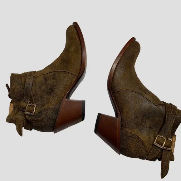 SHYANNE COLLINS TAN GRAIN LEATHER CHUNKY HEEL MEDIUM TOE COUNTRY WESTERN BOOTS