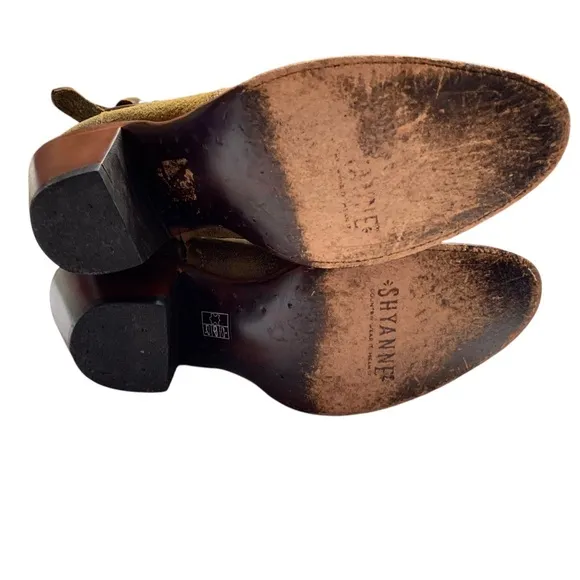 SHYANNE COLLINS TAN GRAIN LEATHER CHUNKY HEEL MEDIUM TOE COUNTRY WESTERN BOOTS